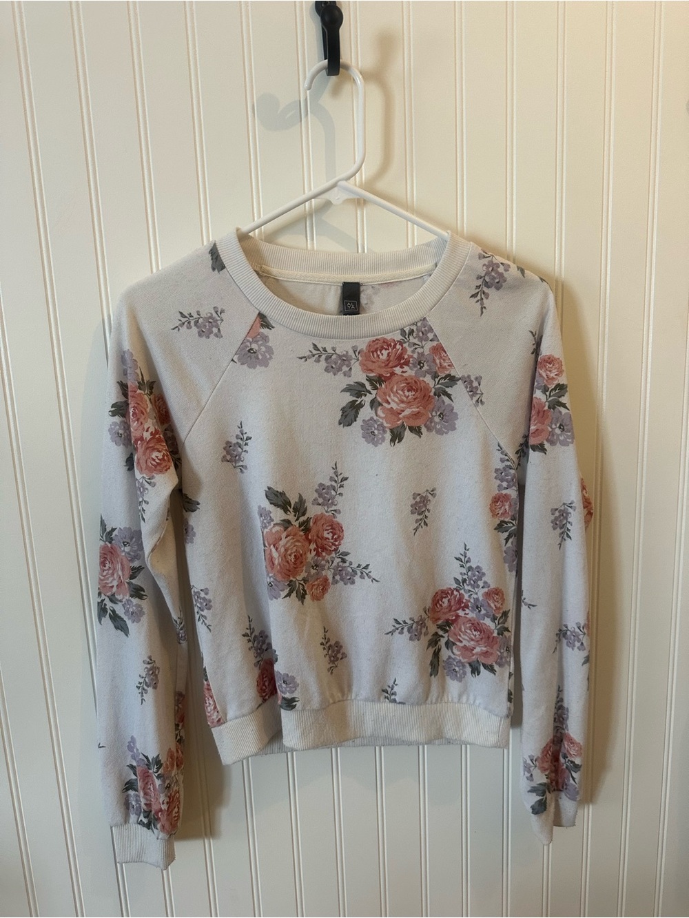 Alya Floral Crewneck Sweatshirt - Cream with Rose Pink & Sage